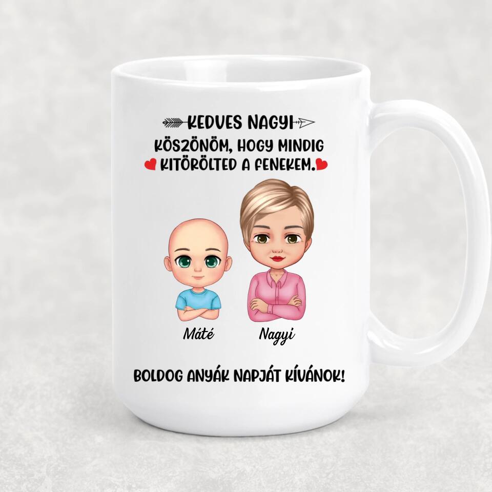 Egyedi bögre nagymamáknak - köszönöm, hogy kitörölted a fenekem