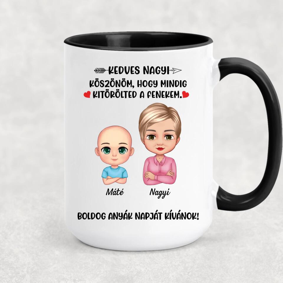 Egyedi bögre nagymamáknak - köszönöm, hogy kitörölted a fenekem