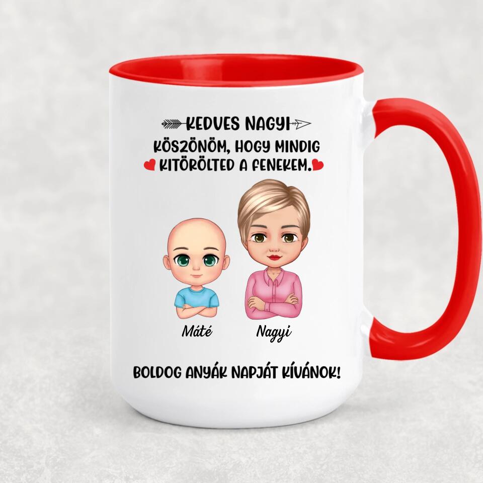 Egyedi bögre nagymamáknak - köszönöm, hogy kitörölted a fenekem