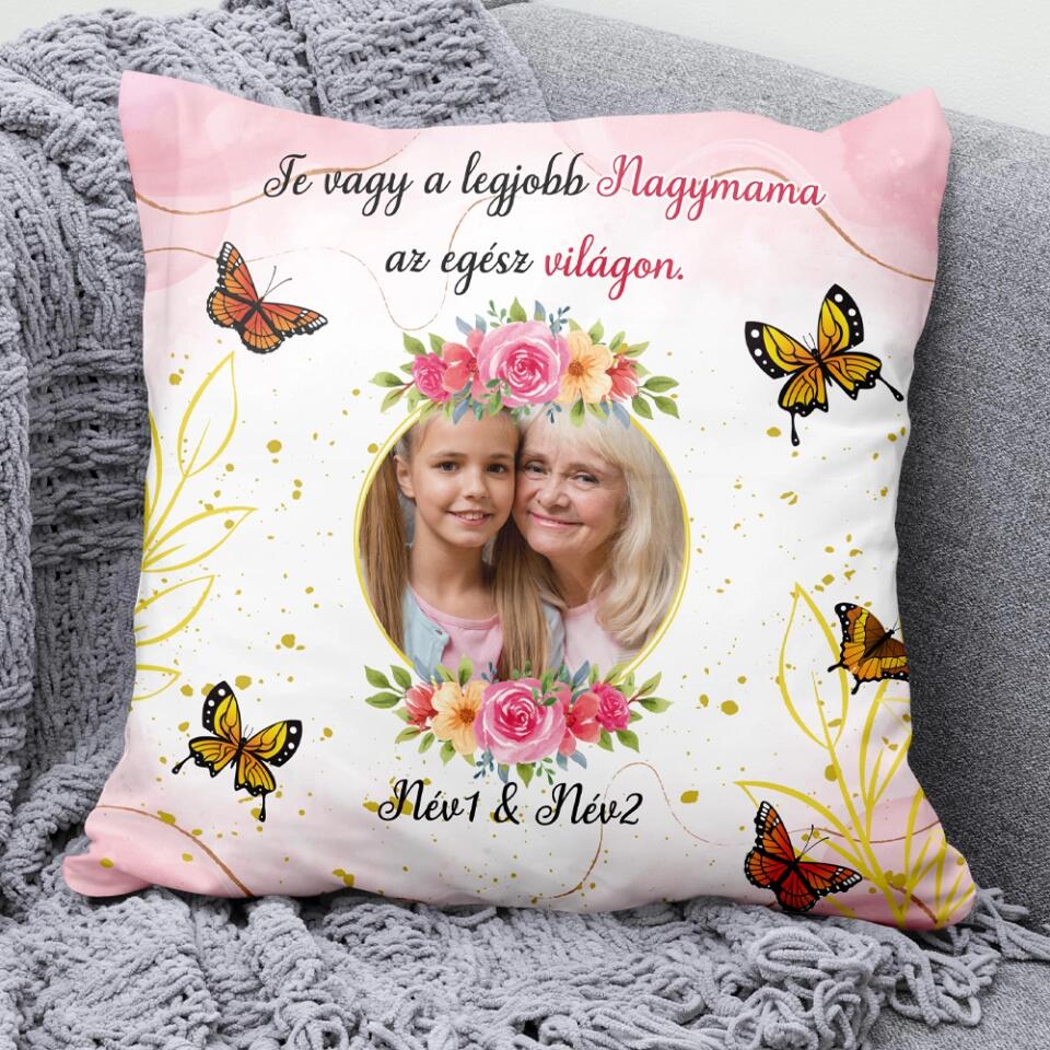 Egyedi párna nagyiknak, saját fotóval - Te vagy a legjobb nagymama