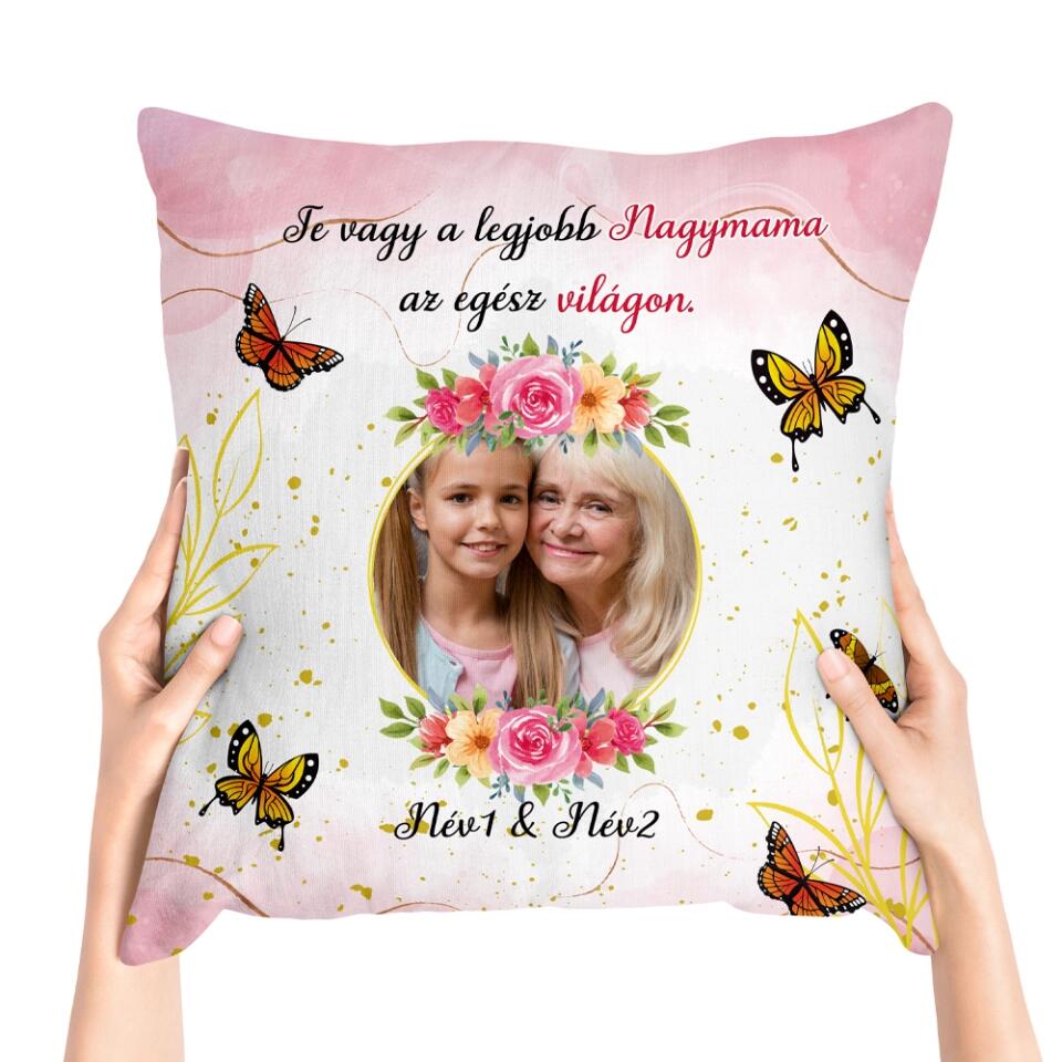 Egyedi párna nagyiknak, saját fotóval - Te vagy a legjobb nagymama
