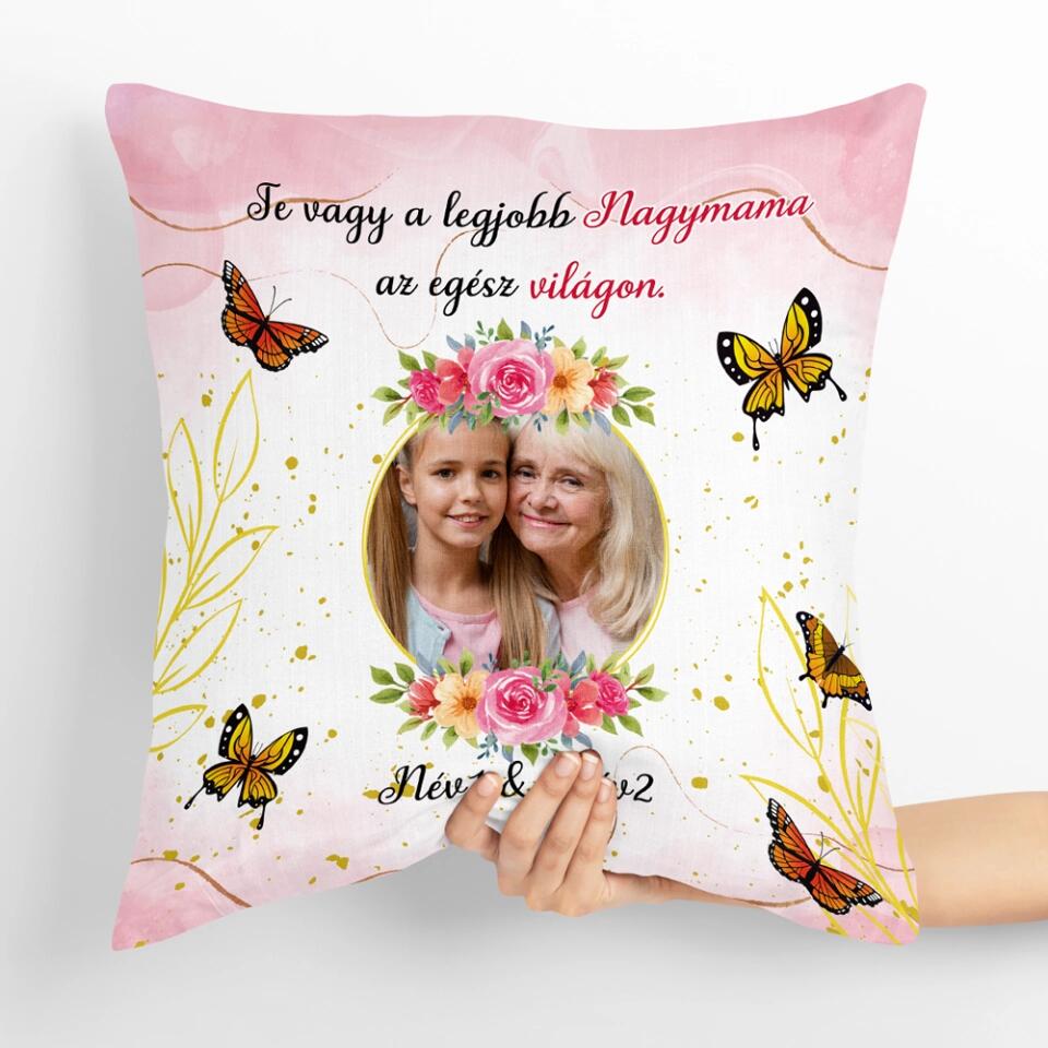 Egyedi párna nagyiknak, saját fotóval - Te vagy a legjobb nagymama