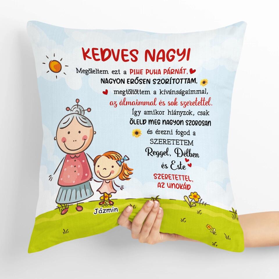 Egyedi anyák napi párna - kedves nagyi