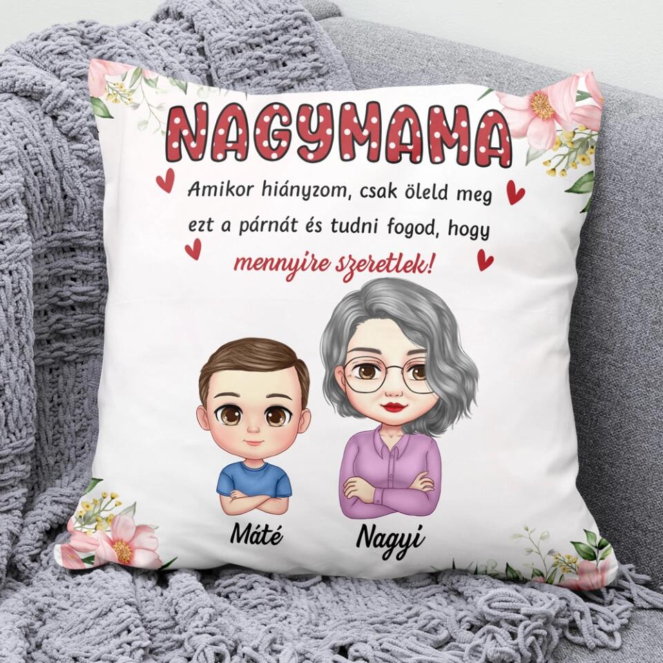Egyedi anyák napi párna nagymamáknak, akár 4 unokával