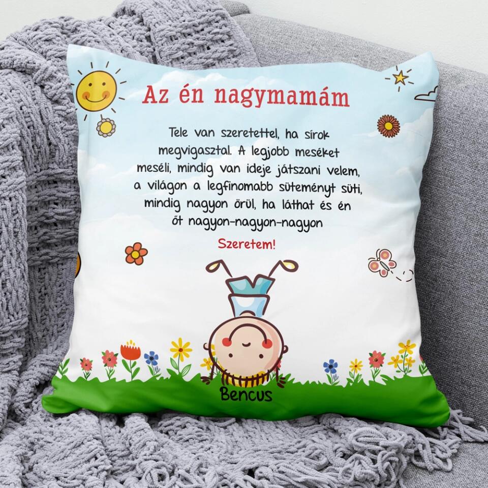 Egyedi párna nagymamáknak - akár 7 unokával