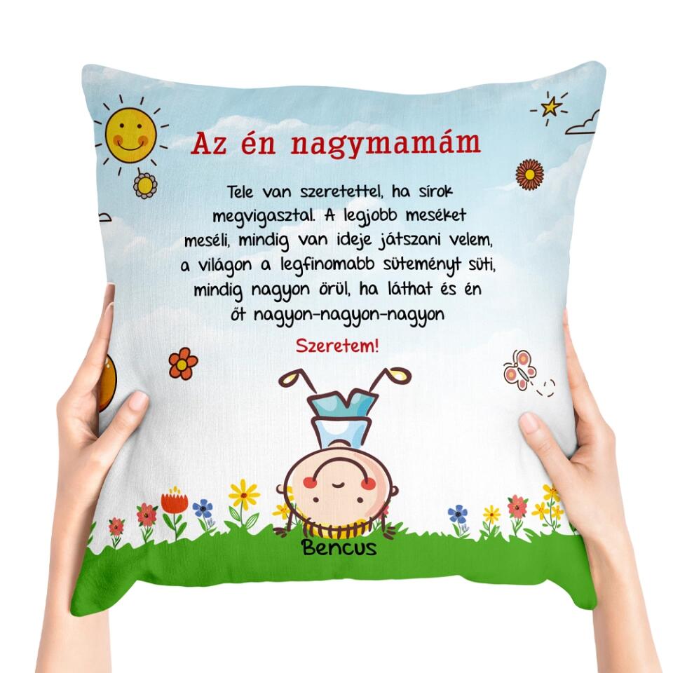 Egyedi párna nagymamáknak - akár 7 unokával