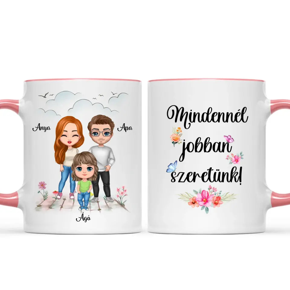Egyedi családi bögre édesanyáknak - mindennél jobban szeretünk