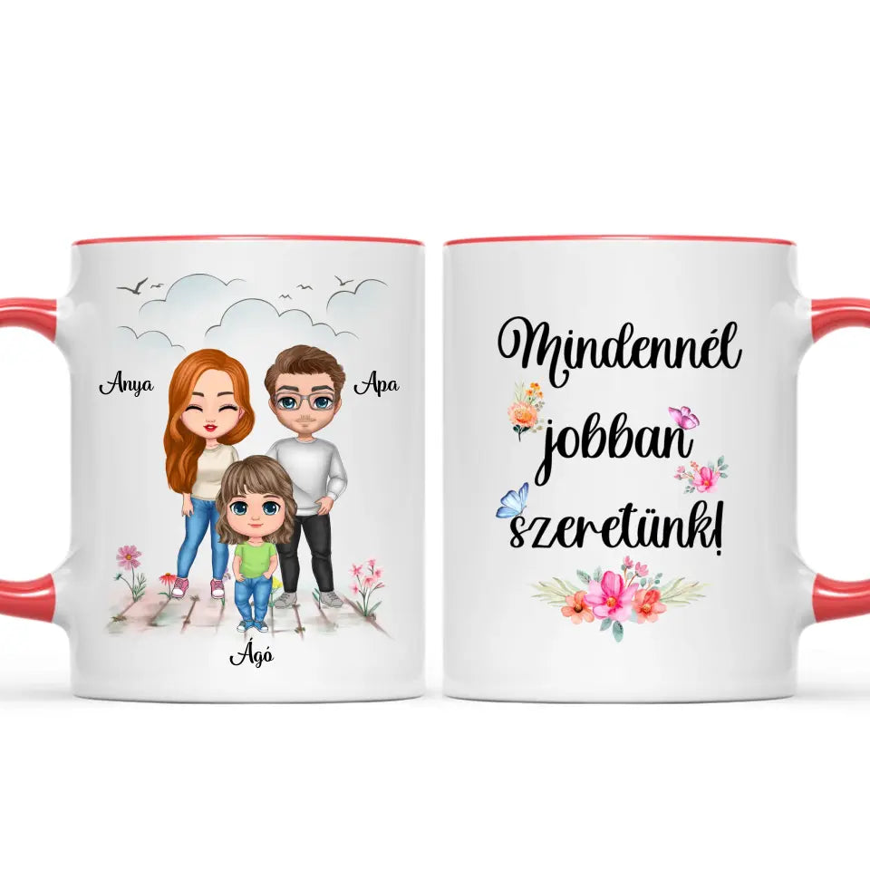 Egyedi családi bögre édesanyáknak - mindennél jobban szeretünk