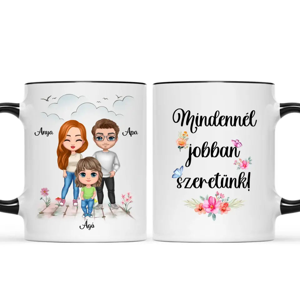 Egyedi családi bögre édesanyáknak - mindennél jobban szeretünk