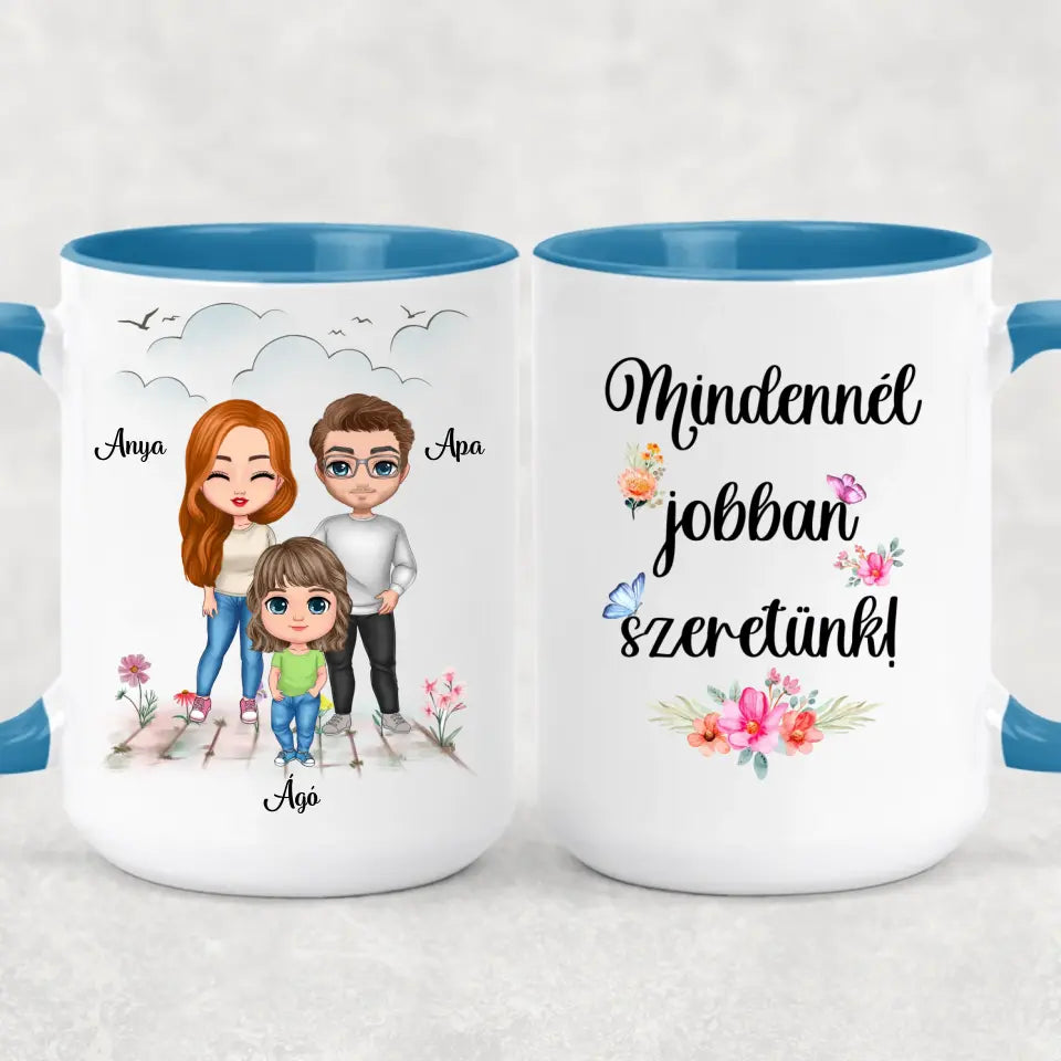 Egyedi családi bögre édesanyáknak - mindennél jobban szeretünk