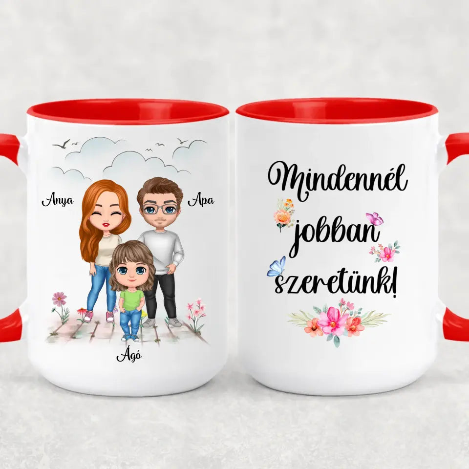 Egyedi családi bögre édesanyáknak - mindennél jobban szeretünk