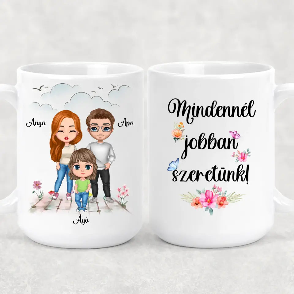 Egyedi családi bögre édesanyáknak - mindennél jobban szeretünk