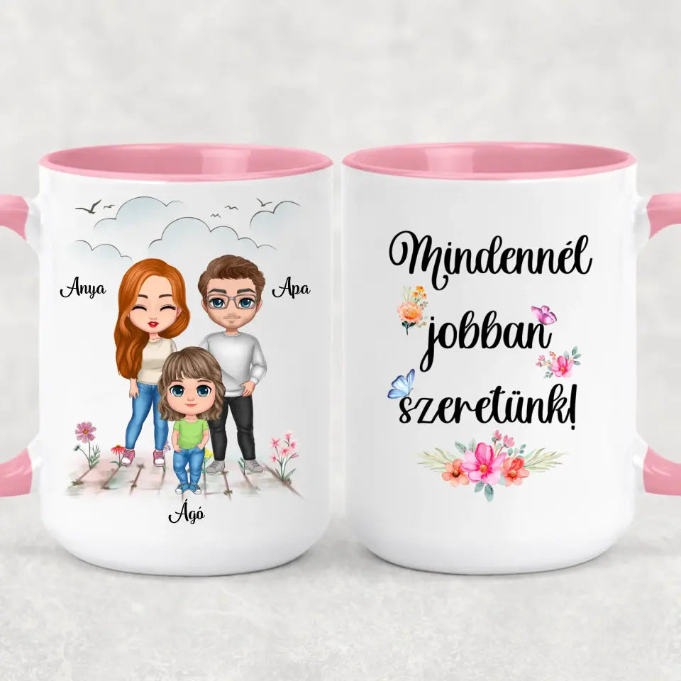 Egyedi családi bögre édesanyáknak - mindennél jobban szeretünk