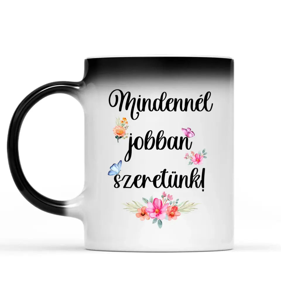 Egyedi családi bögre édesanyáknak - mindennél jobban szeretünk