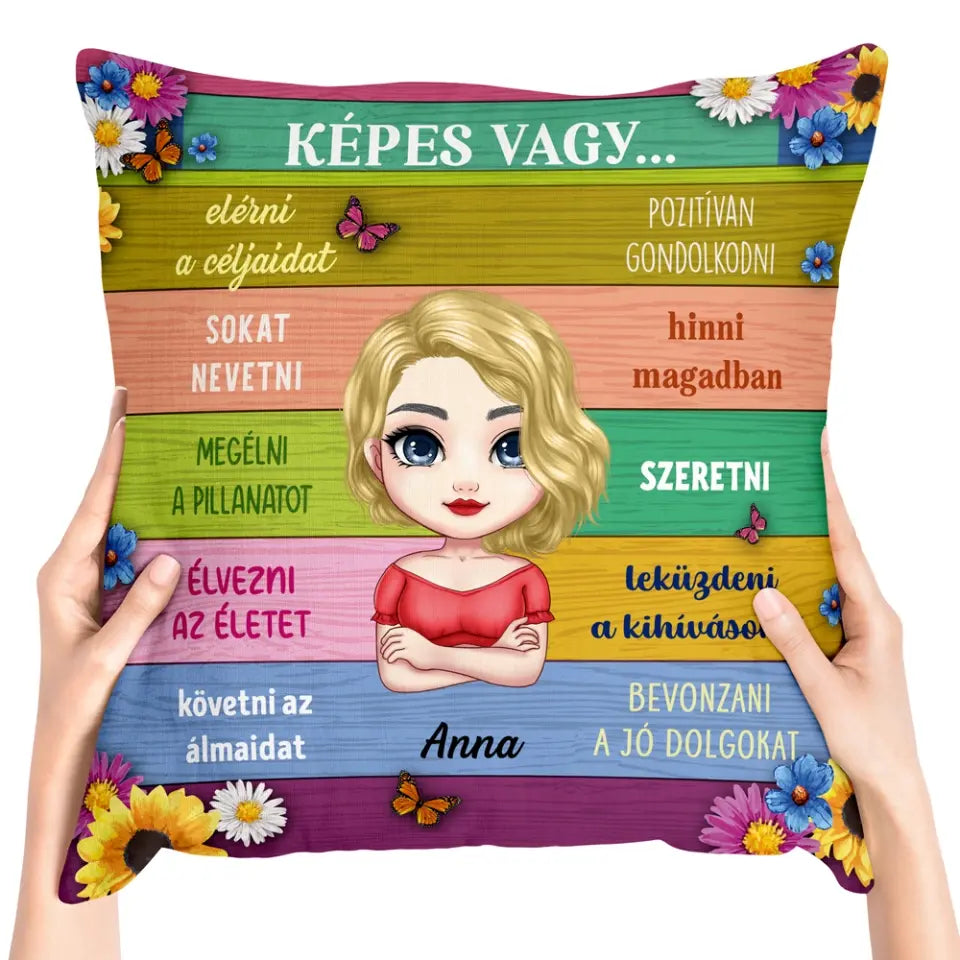 Egyedi párna lányoknak - pozitív gondolatok