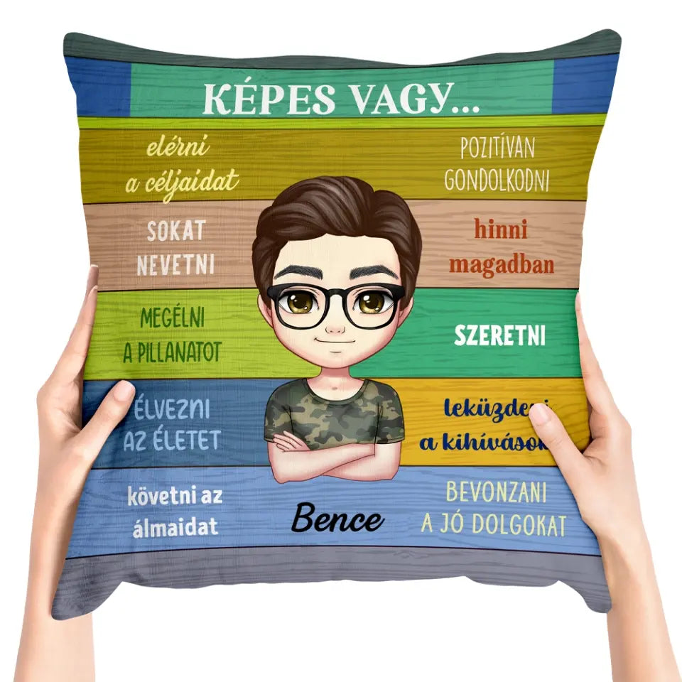 Egyedi párna fiúknak - pozitív gondolatok
