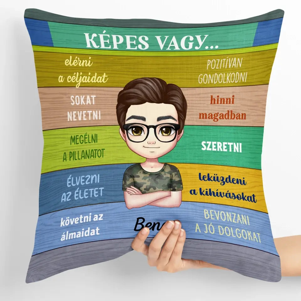 Egyedi párna fiúknak - pozitív gondolatok