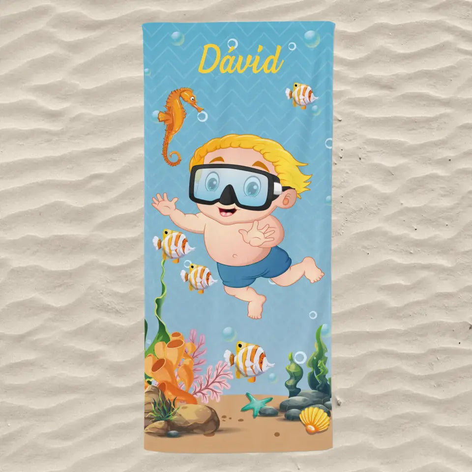 Egyedi strandtörölköző gyerekeknek - búvárkodás