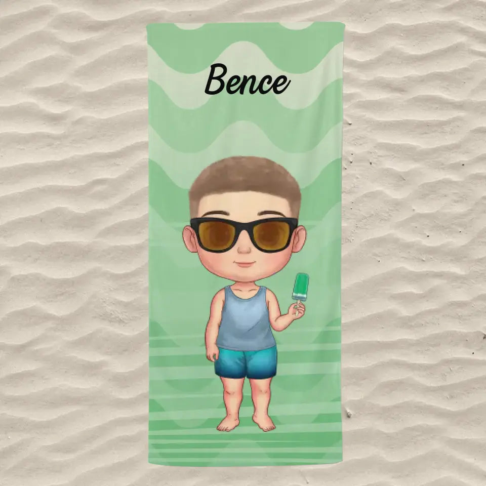 Egyedi strandtörölköző gyerekeknek - nyári csíkok