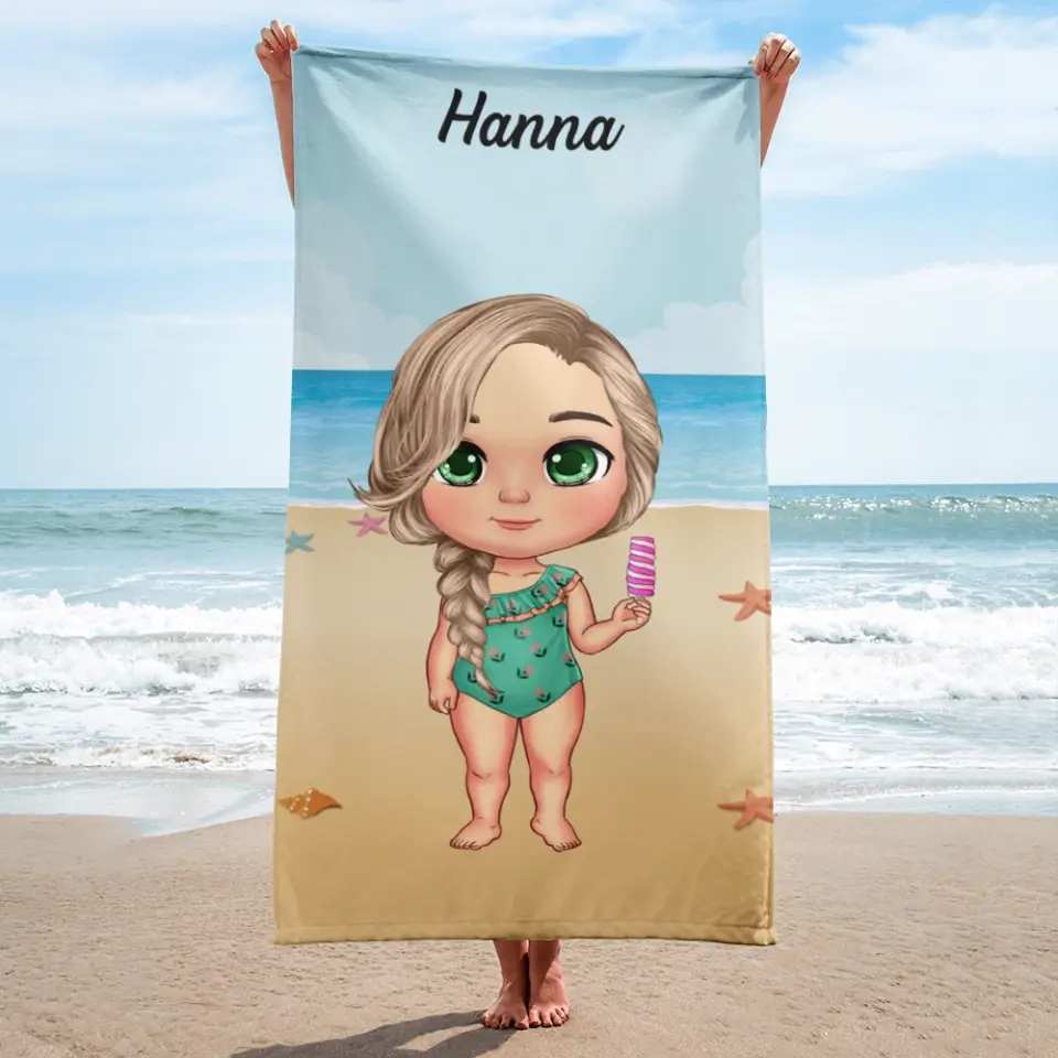 Egyedi strandtörölköző gyerekeknek - a tengerparton