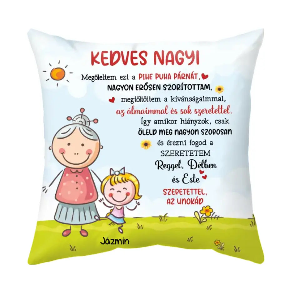 Egyedi anyák napi párna - kedves nagyi