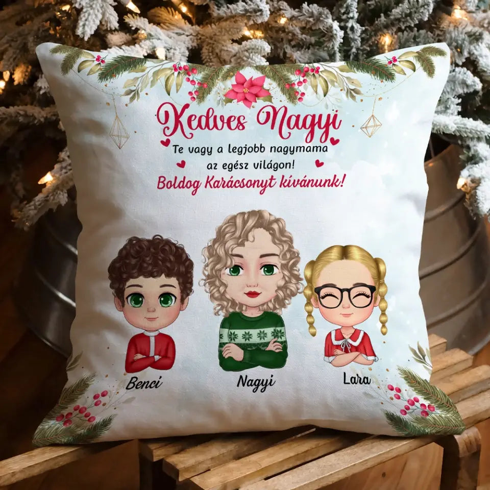 Egyedi karácsonyi párna nagymamáknak - Boldog Karácsonyt Kívánunk