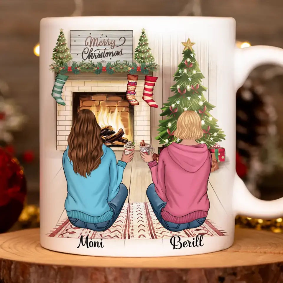 Egyedi karácsonyi bögre barátnőknek - 2 lány