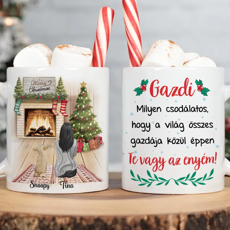 Egyedi karácsonyi bögre gazdiknak - akár 3 kedvenccel