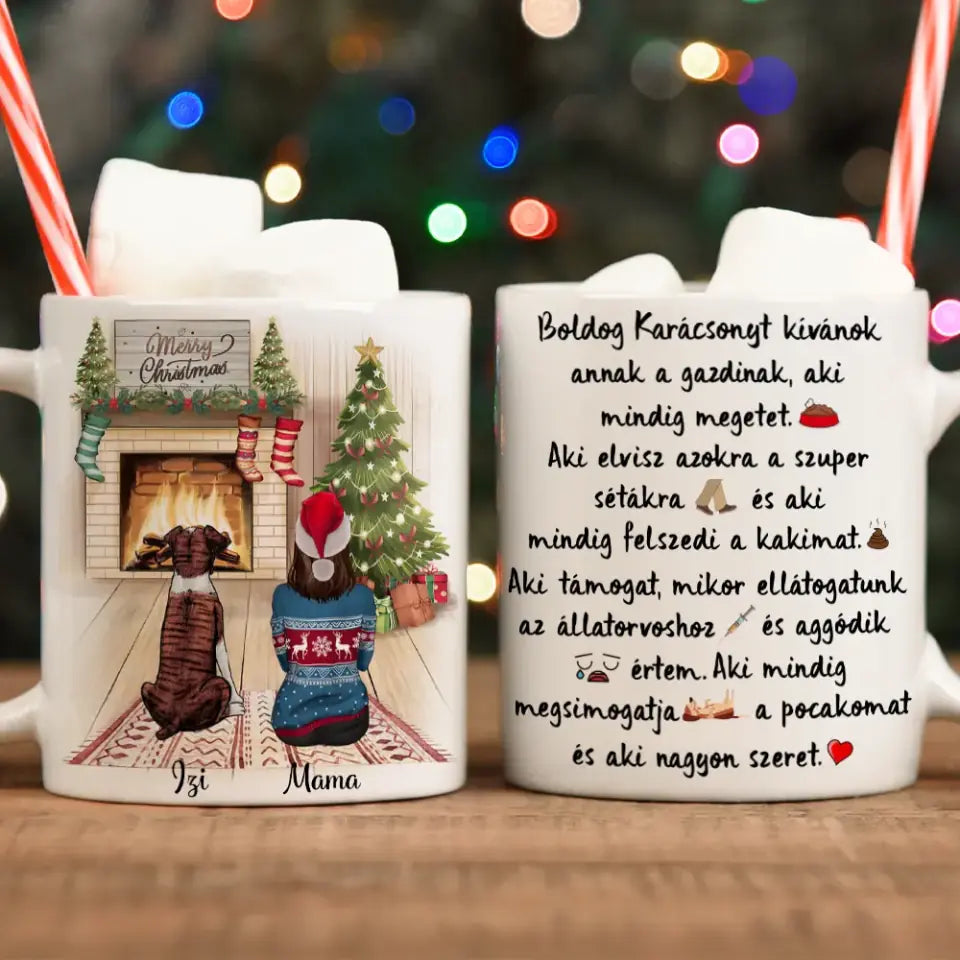 Egyedi kutyás karácsonyi bögre - az élet sokkal jobb egy kutyával