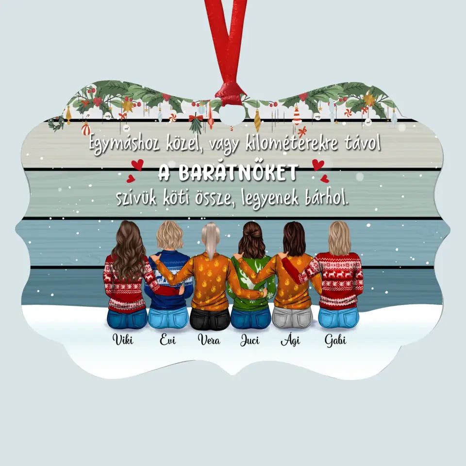 Egyedi karácsonyfadísz barátnőknek, akár 8 lánnyal
