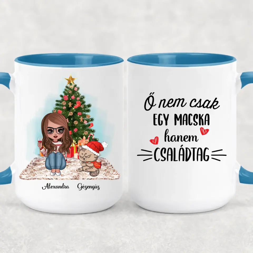 Egyedi cicás karácsonyi bögre - morcos macskák