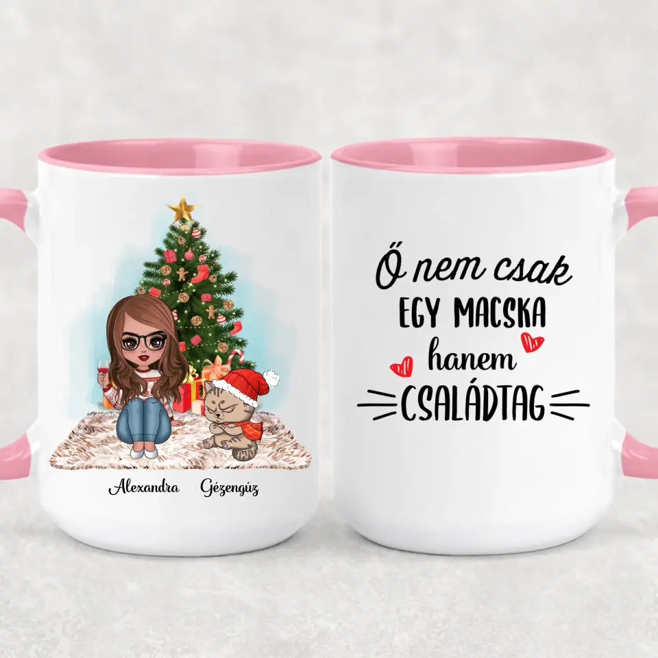 Egyedi cicás karácsonyi bögre - morcos macskák