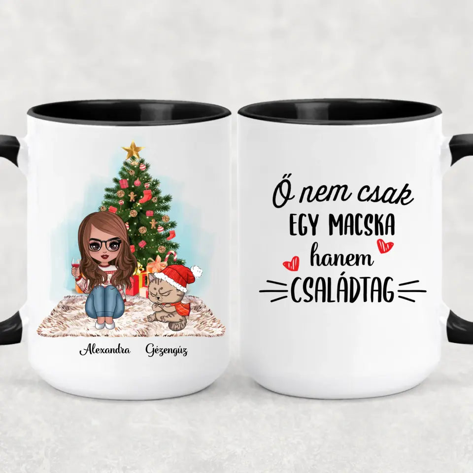 Egyedi cicás karácsonyi bögre - morcos macskák