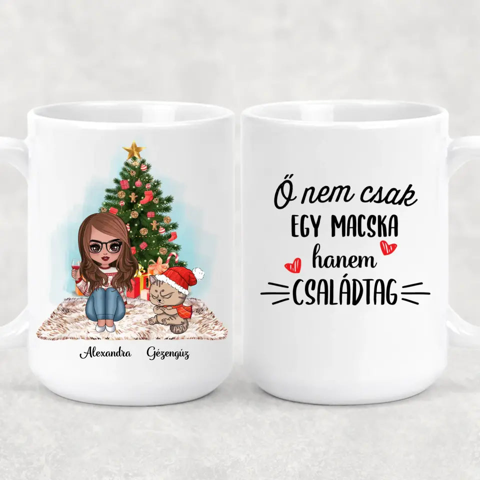 Egyedi cicás karácsonyi bögre - morcos macskák