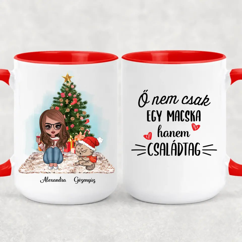 Egyedi cicás karácsonyi bögre - morcos macskák