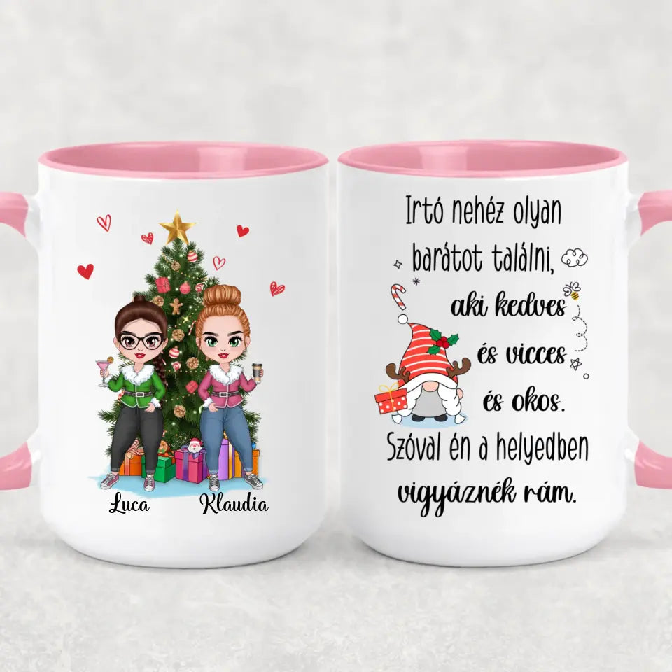 Egyedi karácsonyi bögre barátnőknek, akár 4 lánnyal