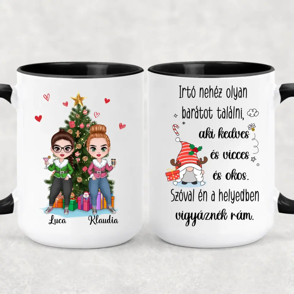 Egyedi karácsonyi bögre barátnőknek, akár 4 lánnyal