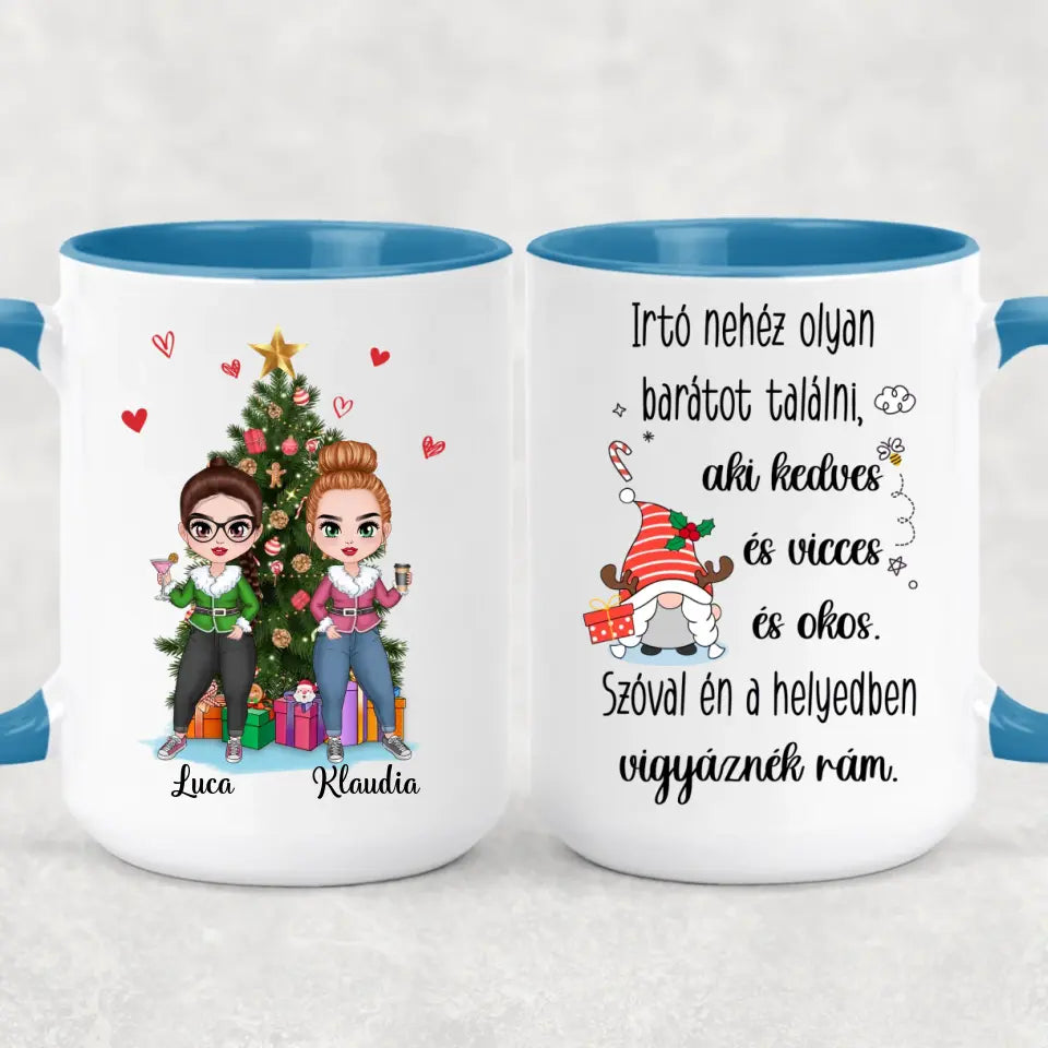 Egyedi karácsonyi bögre barátnőknek, akár 4 lánnyal