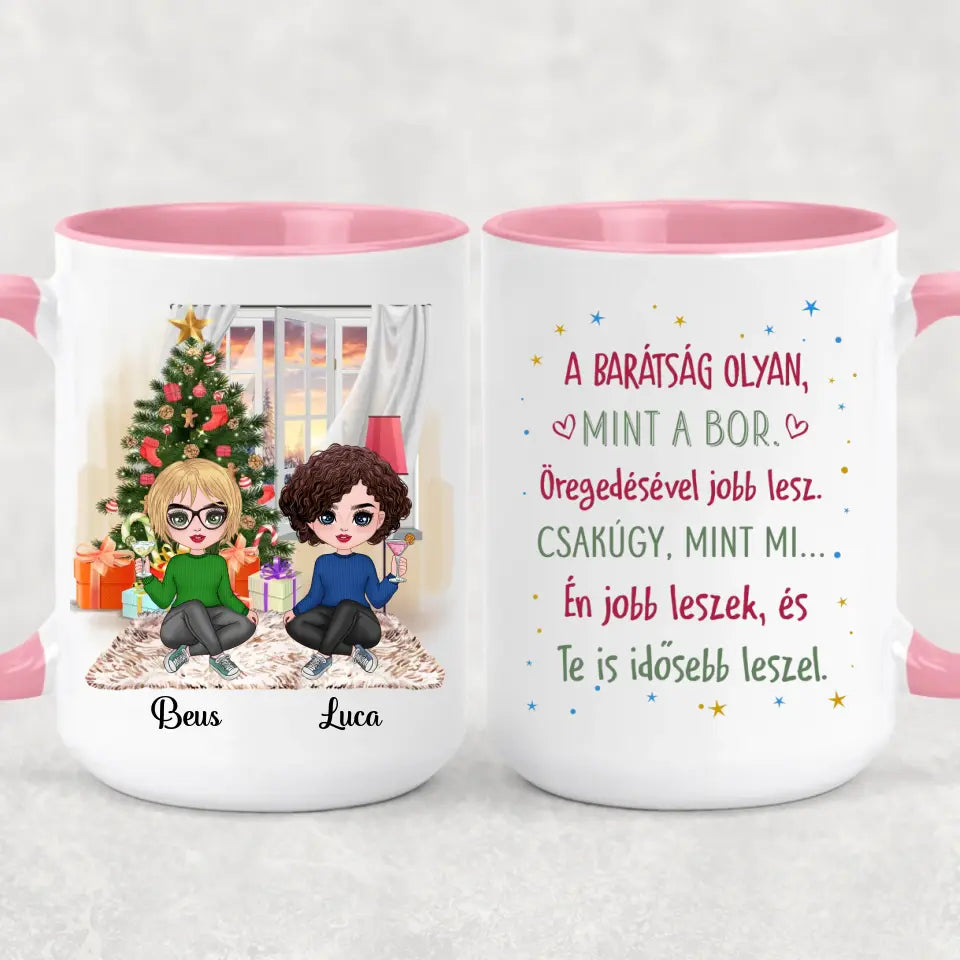 Egyedi barátnős bögre Karácsonyra - chibi lányok