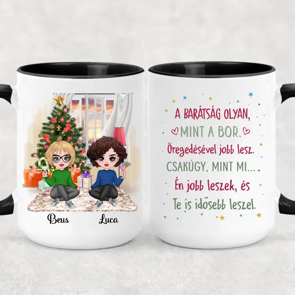 Egyedi barátnős bögre Karácsonyra - chibi lányok