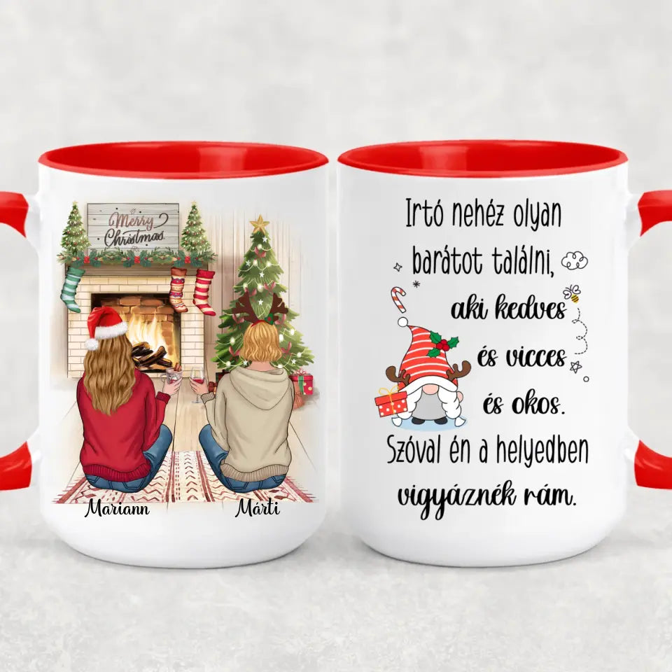 Egyedi karácsonyi bögre barátnőknek - 2 lány