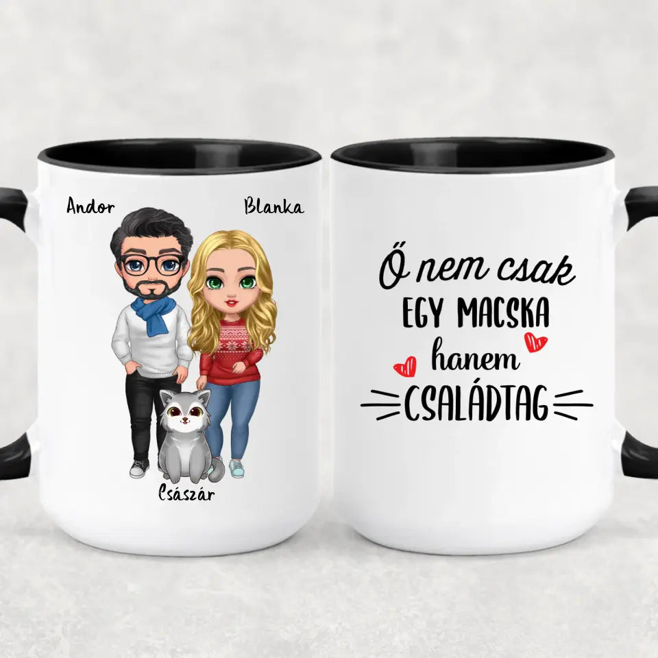 Egyedi karácsonyi cicás bögre - szerelmespár és macskák
