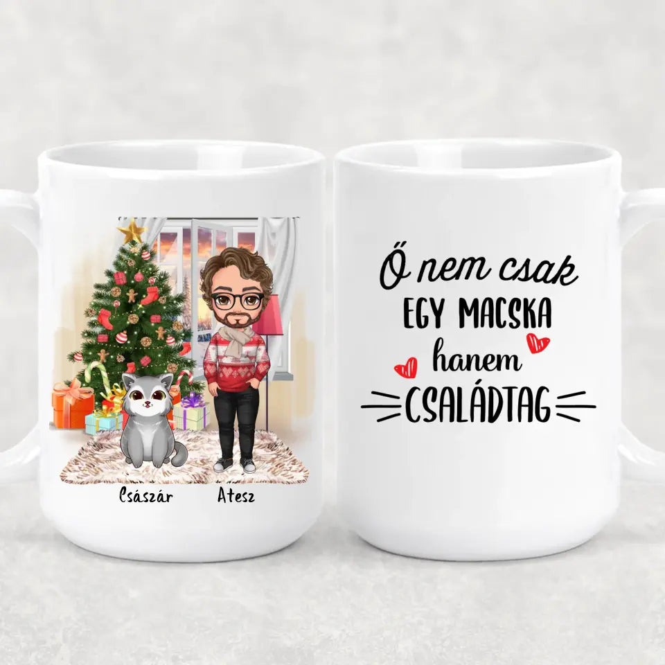 Egyedi karácsonyi cicás bögre - fiú macskákkal