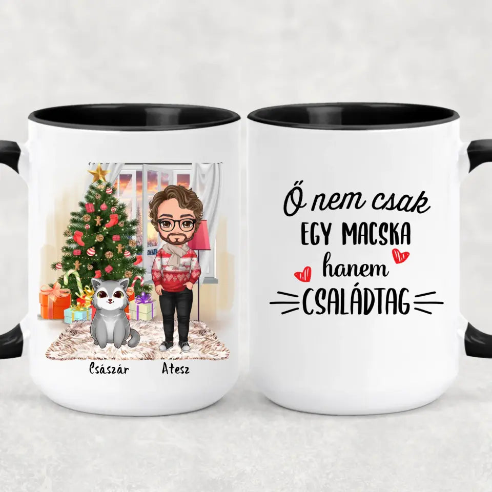 Egyedi karácsonyi cicás bögre - fiú macskákkal