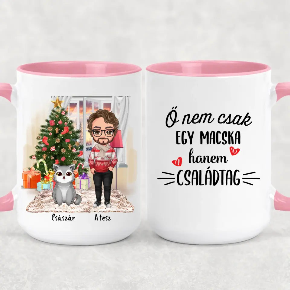 Egyedi karácsonyi cicás bögre - fiú macskákkal