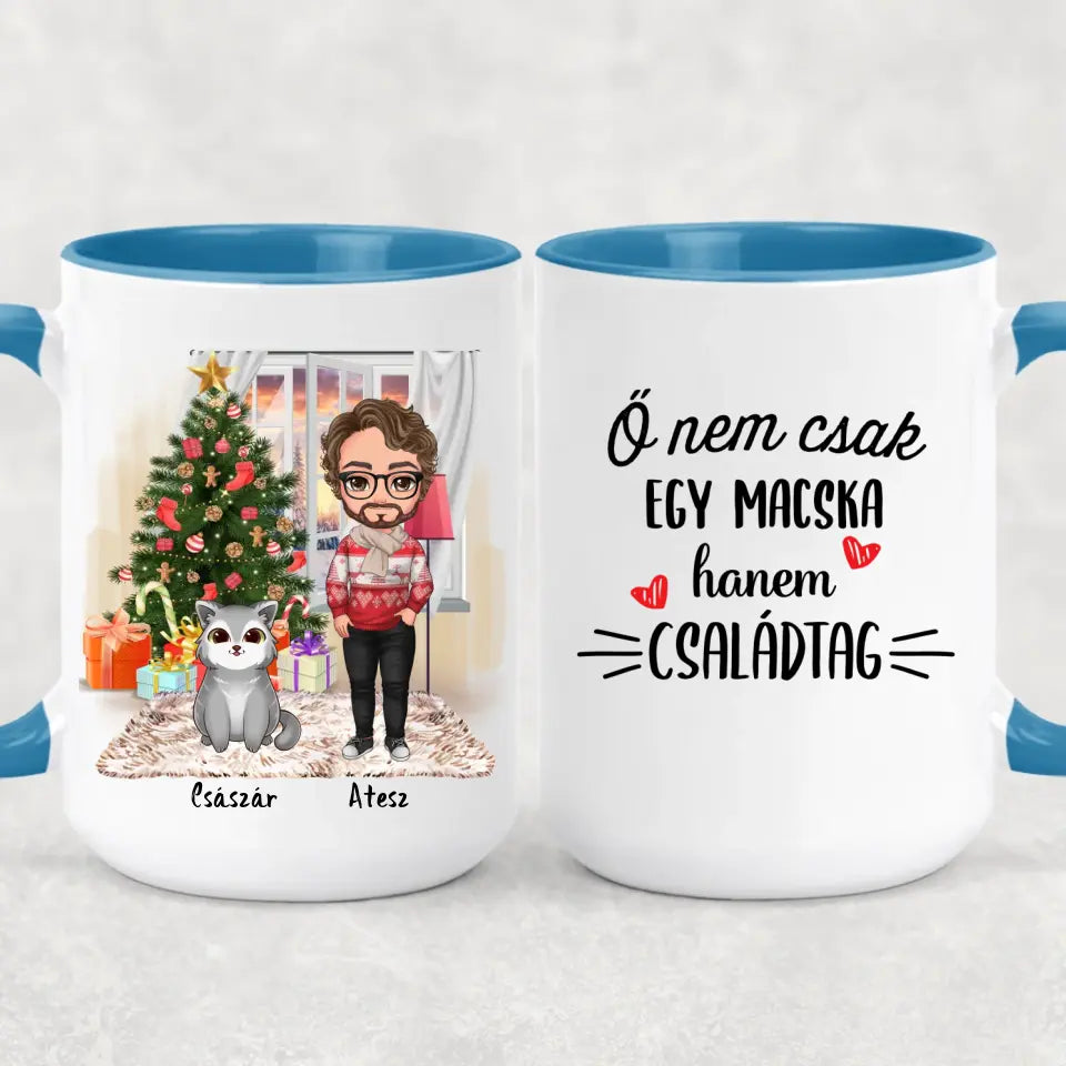 Egyedi karácsonyi cicás bögre - fiú macskákkal