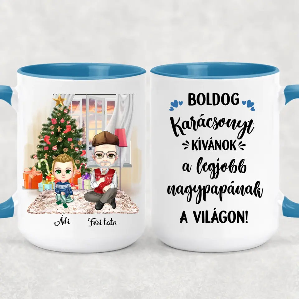 Egyedi karácsonyi bögre nagypapáknak - chibi papa