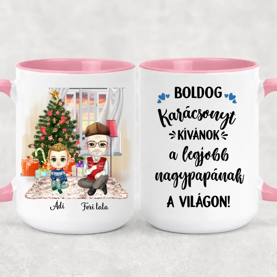 Egyedi karácsonyi bögre nagypapáknak - chibi papa