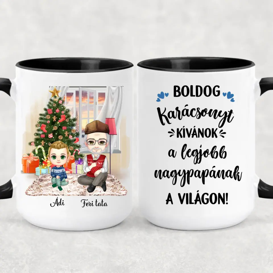 Egyedi karácsonyi bögre nagypapáknak - chibi papa
