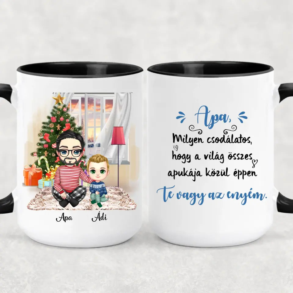 Egyedi karácsonyi bögre édesapáknak - chibi apa